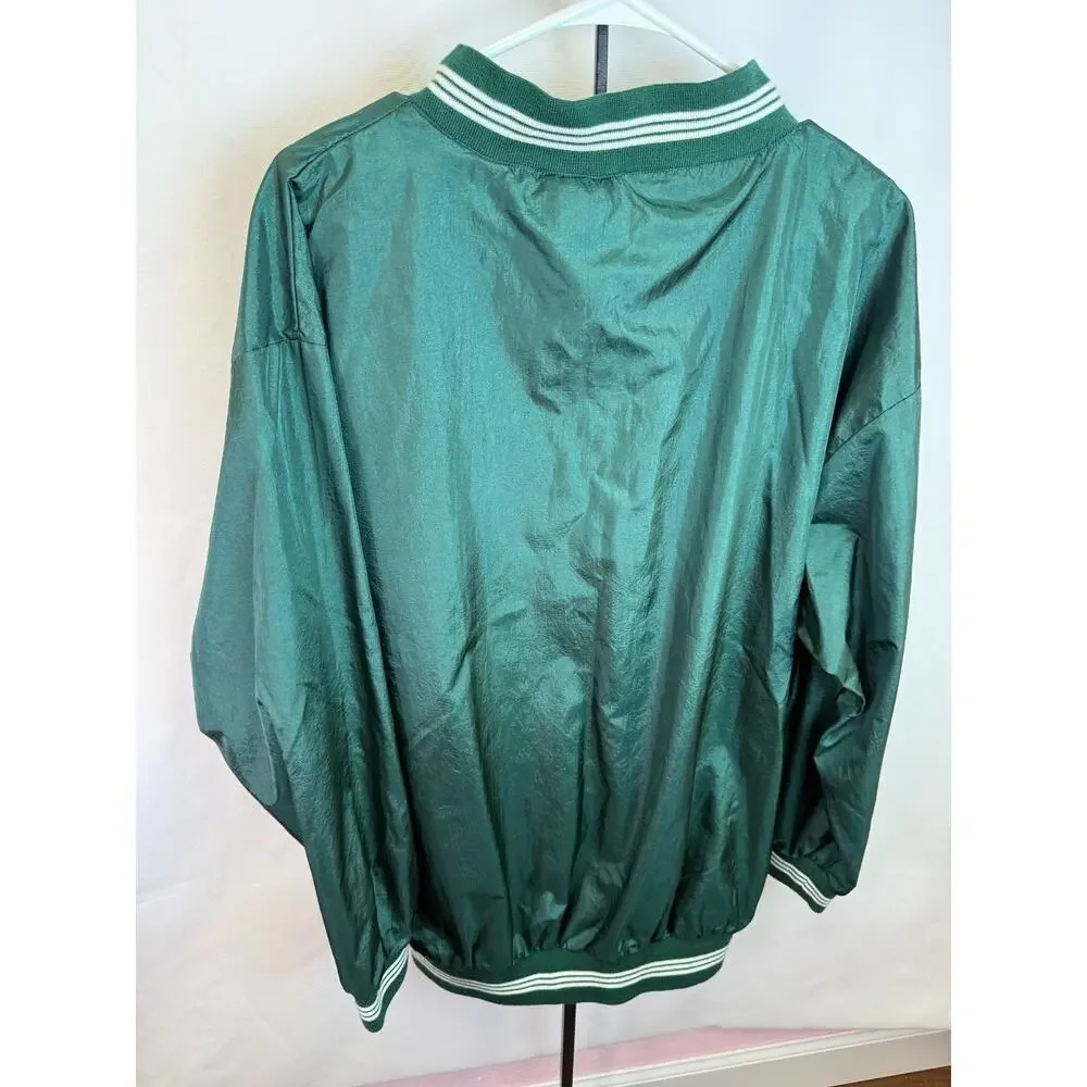 Vintage Premier International Green Pullover Windbreaker V Neck Athletic XL